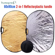 TRUMAGINE 60x90cm / 24x35in 2 in 1 Portable Collapsible Lighting Oval Reflector for Photo Studio Light Accessories With Handle