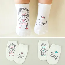 Детские носки для новорожденных из хлопка на весну и осень, нескользящие носки с рисунками для малышей ассиметричные носки для малышей от 0 до 36 месяцев