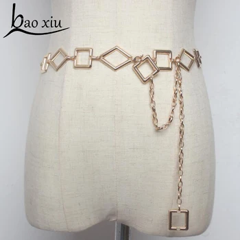 

New Fashion gold silver Metal Waist Belt Body Tassel Chain Long Belt Dress Chain Female luxury Corset Belt For Women Accessory