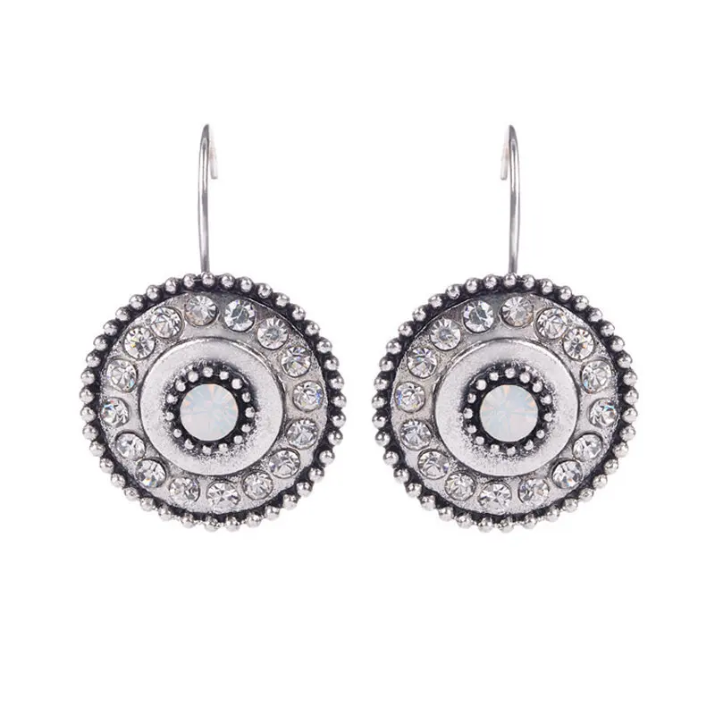 pendientes Brinco Fashion Classic Silver Color Alloy Full Crystal Round Shape Clip On Earrings Statement Jewelry Bijoux 2016 (1)