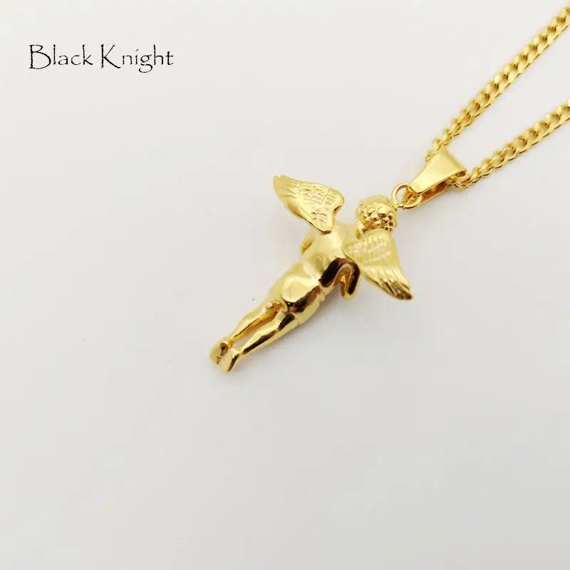 Black Knight Stainless steel cute angel pendant necklace religious amulet cute angel necklace women fashion jewelry BLKN0735