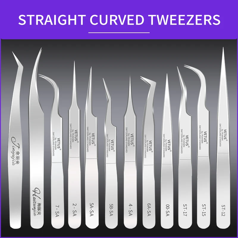 

vetus High Quality Tweezers Eyebrows Tool Especially for Russian Volume Tweezers Eyelash Extensions Makeup Tweezers
