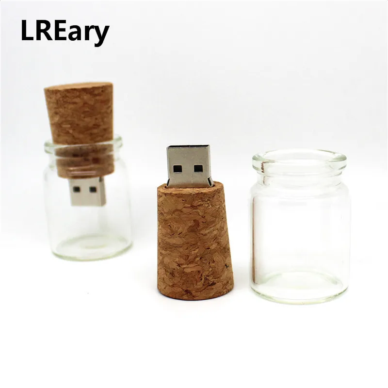 

Hot Glass Drift Wishing bottle usb flash Pen drive memory stick pendrive wood plug Flash disk gift 4GB 8GB 16GB 32GB