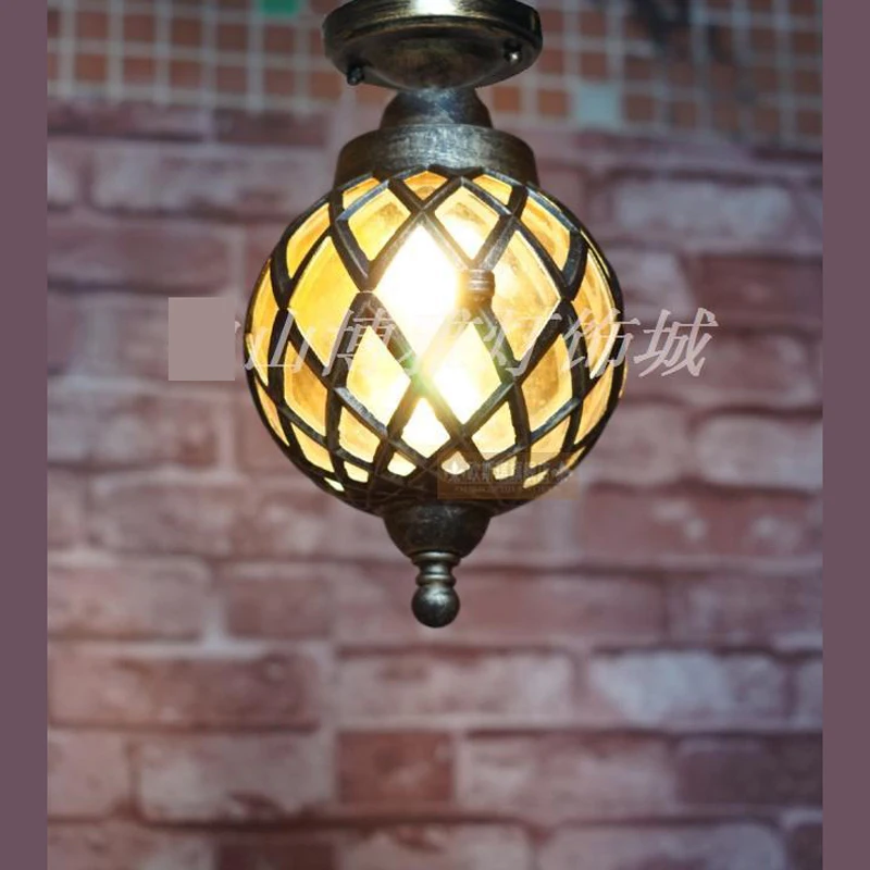 Пробивая Алмазная потолочная лампа в европейском стиле, ретро бронзовая лампа для прохода, Скандинавская Водонепроницаемая уличная лампа, потолочные светильники LO7127