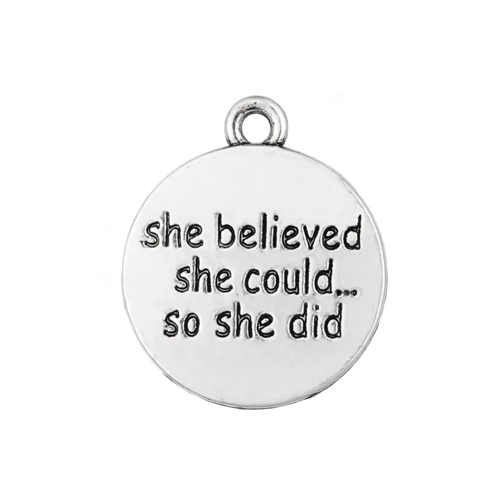 19.5*23mm Antique Silver Plated She Believed She Could So 