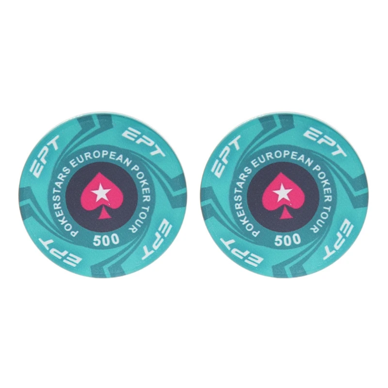 OOTDTY 2pcs EPT керамические фишки для покера европейские Pokers Tour Texas Hold'em казино монеты 4 см