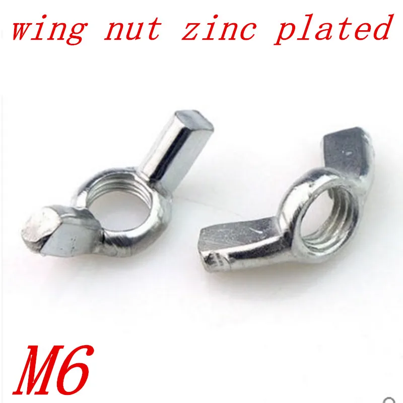 50pcs M6 DIN315 Steel with Zinc Wing Nut /Hand Twist Nut/thumb nut