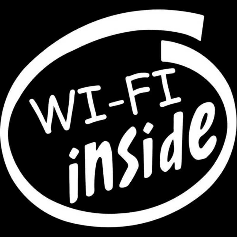 Оригинальная Черная/Серебристая Виниловая наклейка с Wi Fi внутри 15 5 х14 3 см
