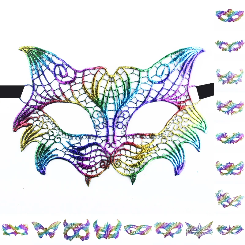 Unshaped Lovely Colorful Hot Stamping Ladies Sexy Lace Masquerade Mask for Carnival Halloween Half Face Ball Party Masks #30 | Дом и сад
