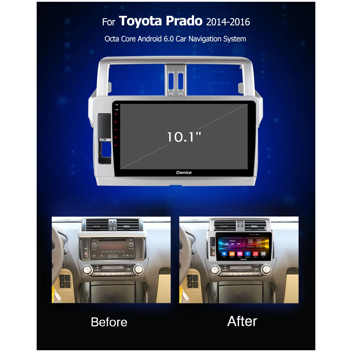 Cheap 10.1" IPS Android 9.0 8 Core 4GB RAM+32GB ROM Car DVD Player For Toyota Prado LC150 150 Land Cruiser 2013-2017 DSP CarPlay Radio 2