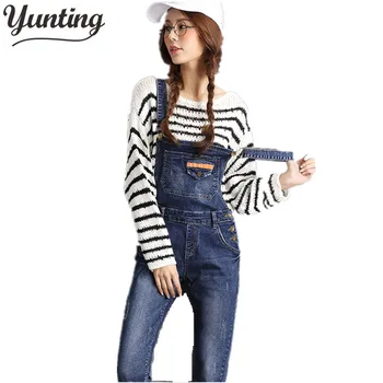

New Arrival 2018 Women Rompers and Jumpsuits for Autumn Ladies Casual Sleeveless Dark Blue Straps Scratch Denim Overall Jumpsuit