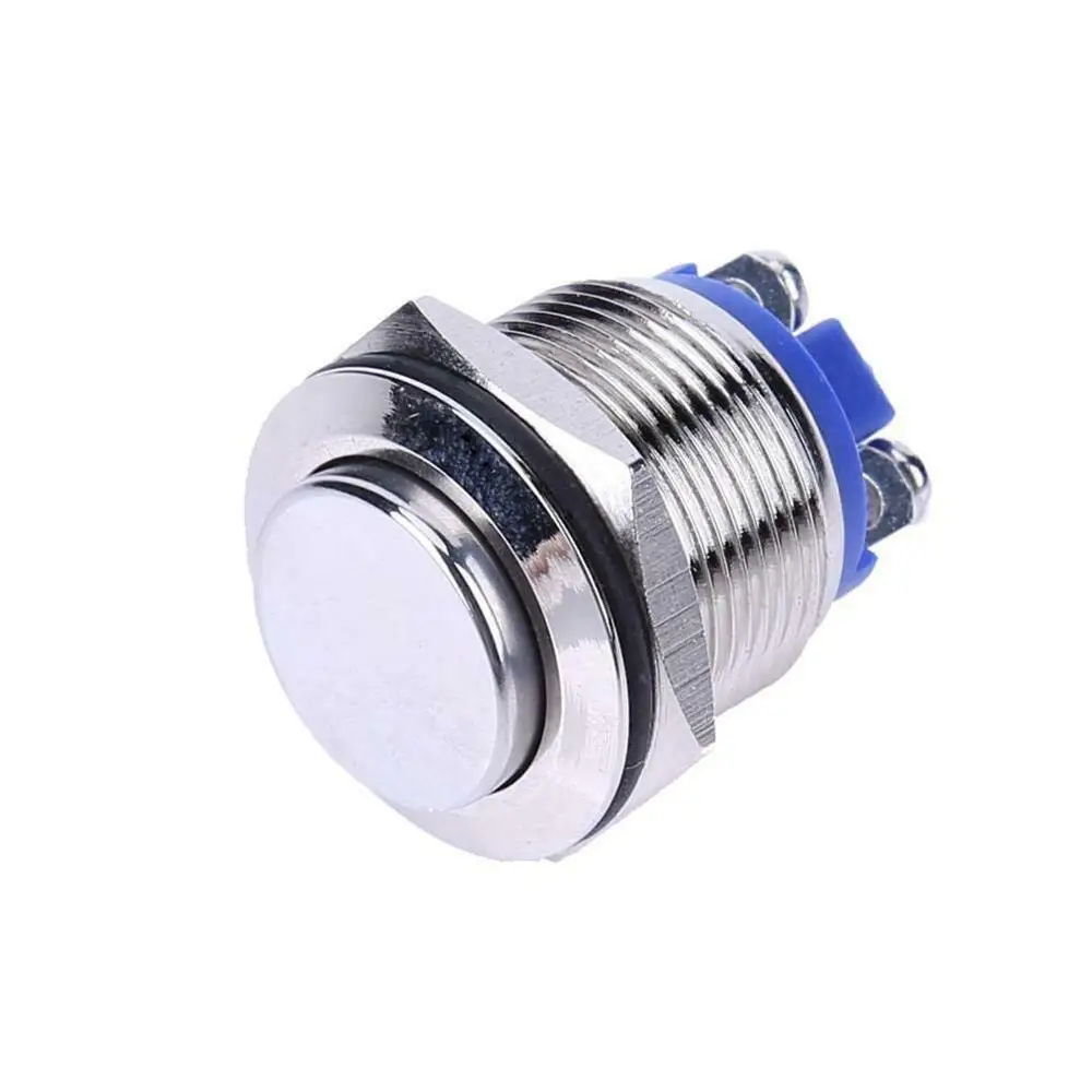 

19mm 3/4" Waterproof Metal Momentary Push Button Switch 1NO 2A/36VDC High Round Cap High Flush Screw Terminals