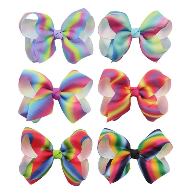 

Girls Rib Ribbon Rainbow Bowknot Barrettes Cute Hairpin Clip Children Hair Styling Daily Use Festival Dancing Party Supply Gift