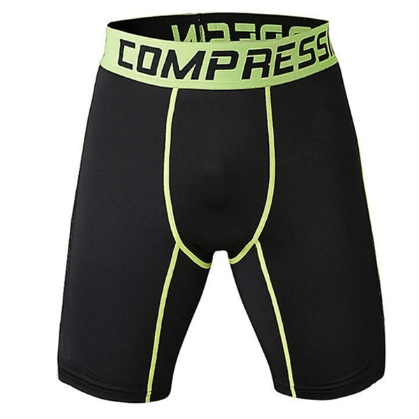 Мужская спортивная одежда для спортзала, компрессионная одежда под базовый слой, короткие штаны, спортивные колготки, полубрюки - Цвет: green