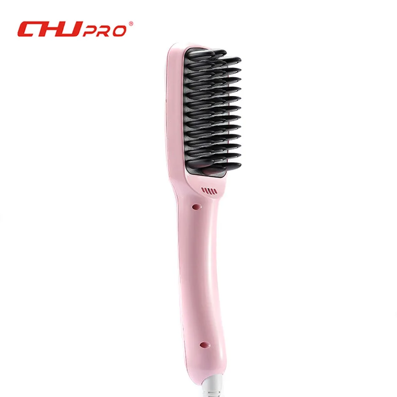 

Pink Hair Straightener Brush LCD Electric Fast Hair Straightener Brush Comb PTC Heating Straightening Iron Ionic Free Shipping