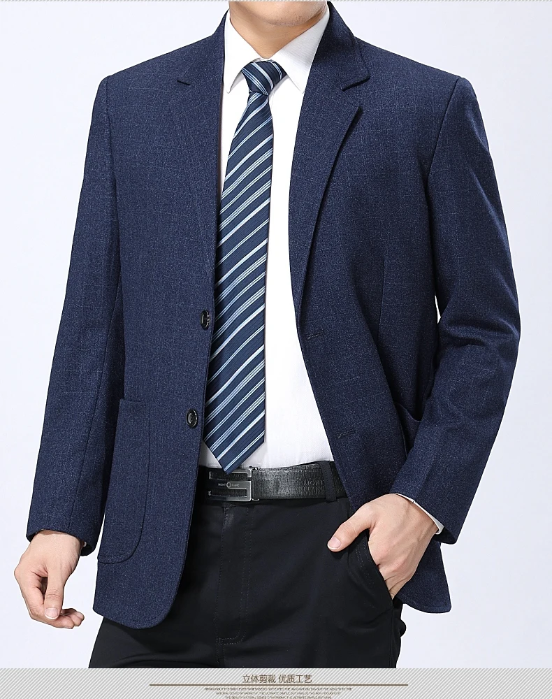 WAEOLSA Men Gris Plaid Blazers Spring Autumn Suit Coat Male Business Blazer  Masculino Check Texture Suit Outfits Blazer Hombre (4)