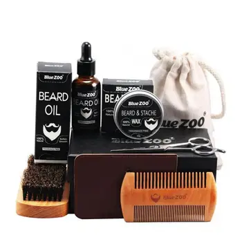

Men Beard Oil Set With Beard Oil,Wax,Comb,Brush,Bag,Beard Cream Scissors Grooming Trimming Male Styling Shaping Moisturizing Kit