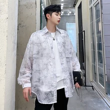 Мужская Летняя тонкая Солнцезащитная рубашка, пальто для мужчин и женщин, уличная мода, хип-хоп стиль, Свободная Повседневная рубашка с длинным рукавом, куртка, верхняя одежда