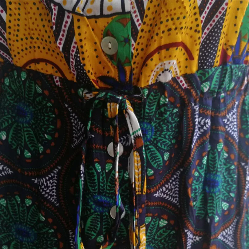 New Women Summer Bohemian Printed V-neck Print Dress Beach Holiday Fashion Casual Elegant Party Dress vestidos #4A26 (5)