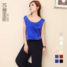 Шелковый и сатиновый жилет с белым воротником больших размеров