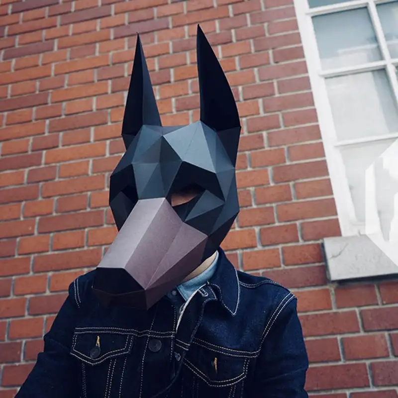 Собака добермана Бумага 3D DIY Материал ручная креативная Маскарадная маска для