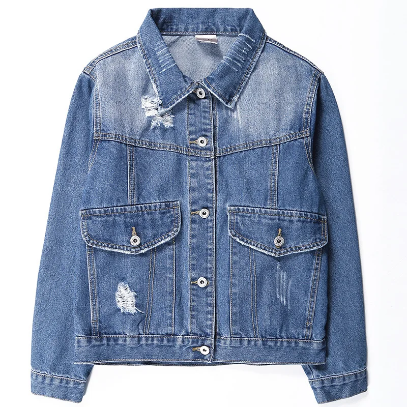 Nouveaux Automne Lâche Femelle Longues Usé 2018 À Denim Étudiants Sauvage Rétro Veste Bleu Manches xqp48I