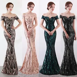 NOBLE WEISS Long Off Shoulder Evening Dresses Sequined Mermaid Evening Gowns Women Formal Dresses NOBLE WEISS Long Off Shoulder Evening Dresses Sequined Mermaid Evening Gowns Women Formal Dresses