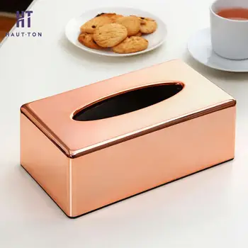 

Rose Gold Color Tissue Boxes Container Towel Napkin Tissue Holder Rectangle Shaped Paper Rack Tissue Box
