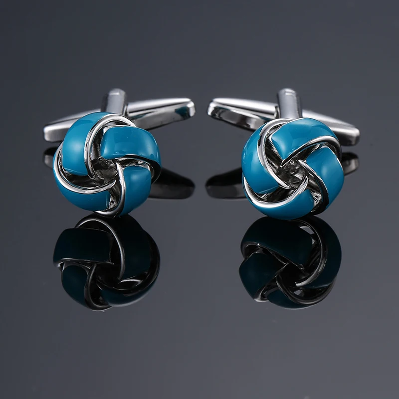 

DY new High grade brand Brass material Blue twist round Cufflinks Men's French shirt Cufflinks free shipping