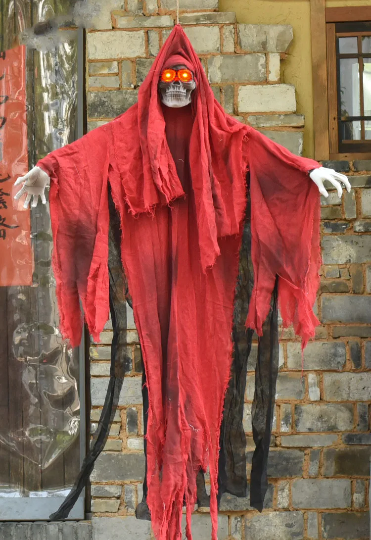 

Halloween props voice control luminous sound skull large hanging ghost haunted house props secret room scene decoration
