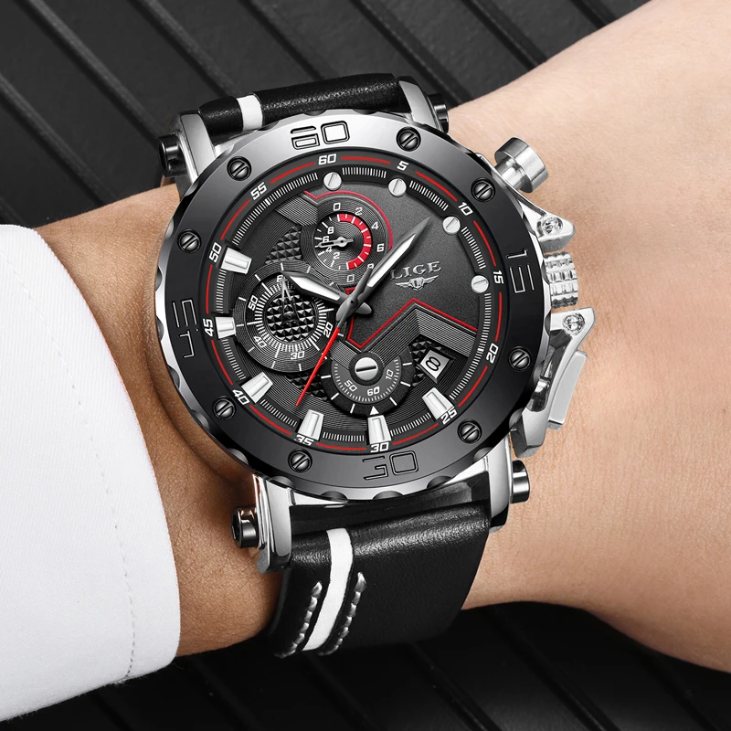 LIGE New Mens Watches Top Brand Luxury Men's Military Sports Watch Men's Waterproof Quartz Watch Male Clock Relogio Masculino