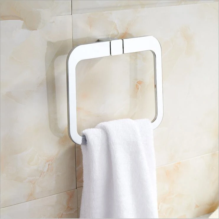 Bathroom Pure Chrome Towel Ring Towel Holder Stainless Steel Square