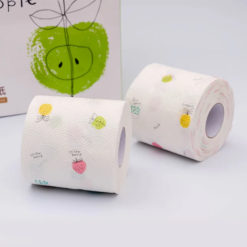 Лучший! 12 Roll 3 Ply Fruit Printed WC Ванна Смешная туалетная бумага Ткань Товары для ванной Рулонная бумаг Лучший!