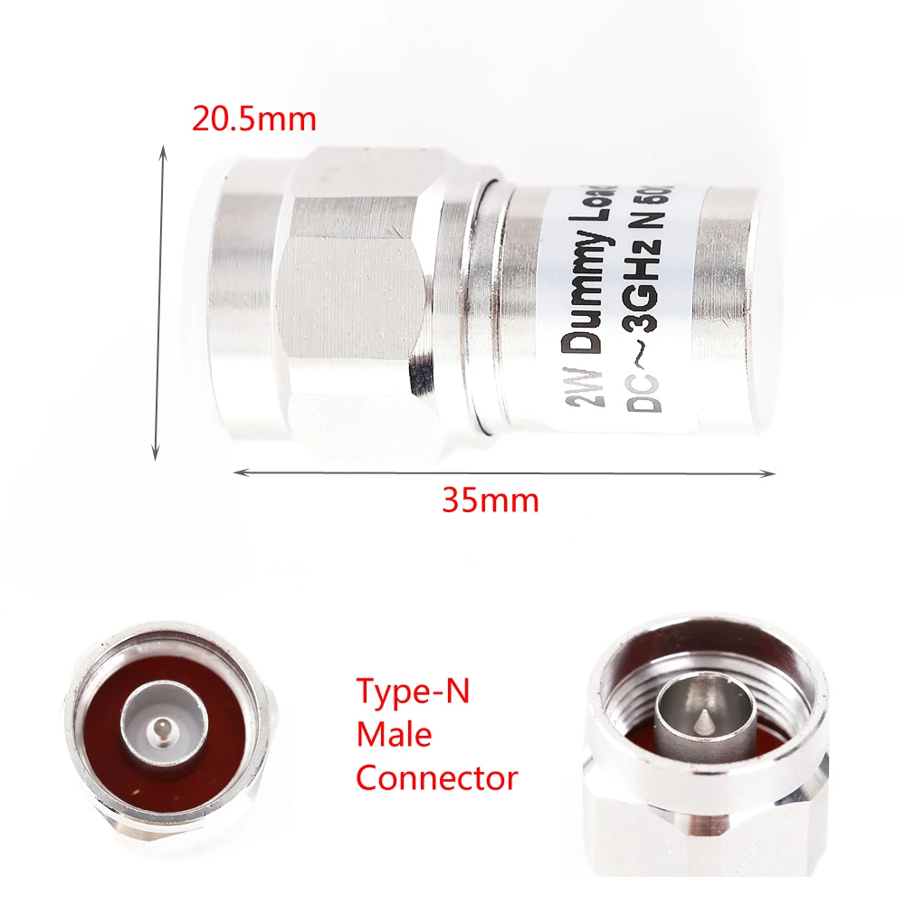 2 Вт тип-n мужской радиочастотный коаксиальный манекен нагрузки 2 Вт DC-3.0GHz 50 Ом 3 ГГц Клеммная нагрузка