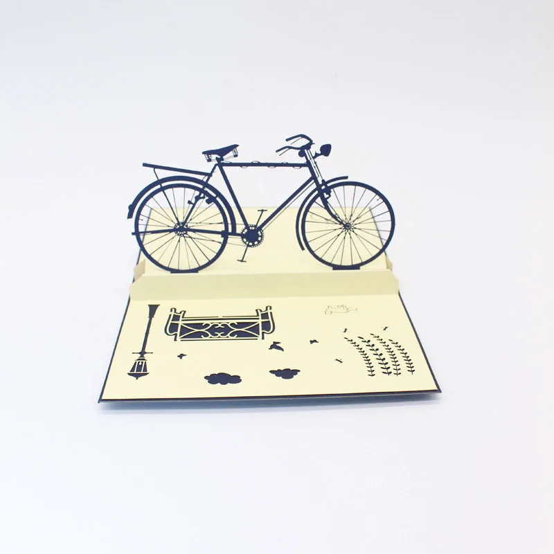 

3D Laser Cut Handmade Carving Retro Bike Paper Invitation Greeting Cards PostCard Birthday Party Kids Creative Gift Collection