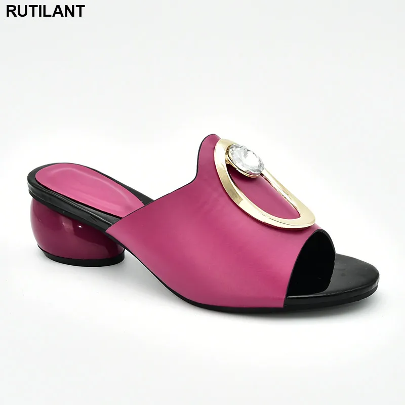 

Latest Design Summer High Heeled Shoes for Women Luxury Sandals Women Nigerian Women Party Shoes Decorated with Rhinestone