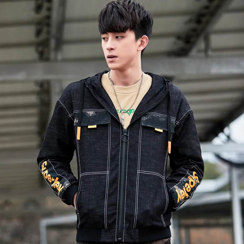 Bomber Jacket Men'S Jacket Hooded Loose Denim Jacket Male Casual Tide Brand Jacket Men'S Clothing Streetwear Denim Jacket Men Bomber Jacket Men'S Jacket Hooded Loose Denim Jacket Male Casual Tide Brand Jacket Men'S Clothing Streetwear Denim Jacket Men