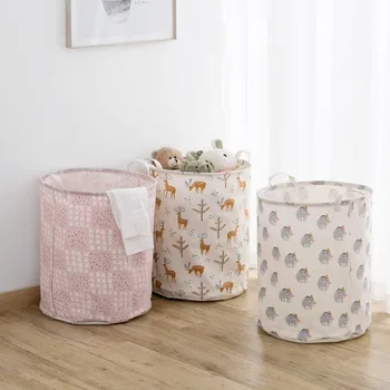 

Cotton Linen Folding Laundry Basket Clothes Organizer Storage Bags Laundry Bag Sundries Storage Buckets Bathroom Laundry Hamper