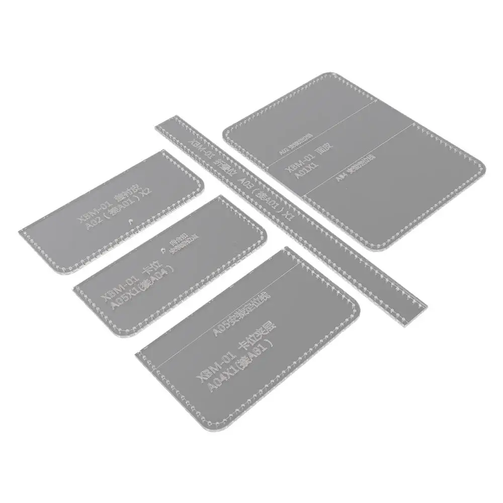 

5pcs/set Acrylic Transparent Card Wallet Purse Bag Pattern Stencil Template DIY Tools Leather Craft