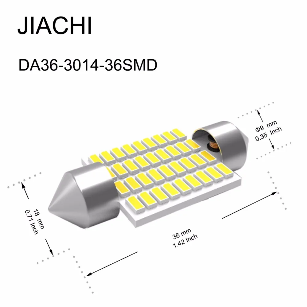 JIACHI 100 x подсветка для салона автомобиля гирлянда 36 мм 6418 C5W 3014SMD 36 светодиодов чипы для интерьера чтения светлый КУПОЛ 12-24 в белый