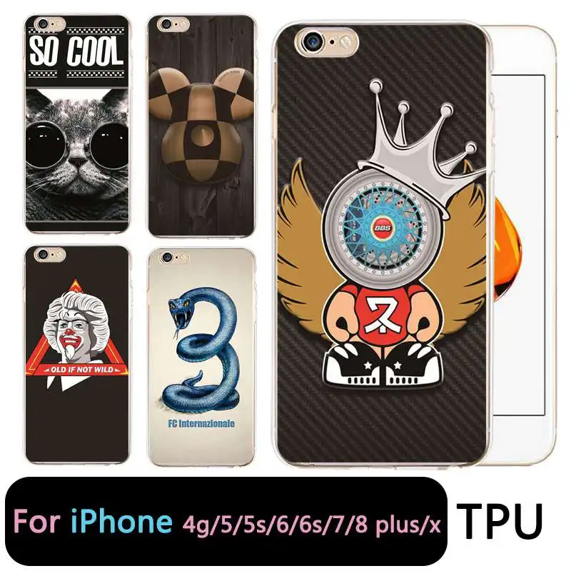 QMSWEI ТПУ прозрачный телефон чехол для iPhone 6G 6s 7 8 plus x мягкий клоун змея Микки