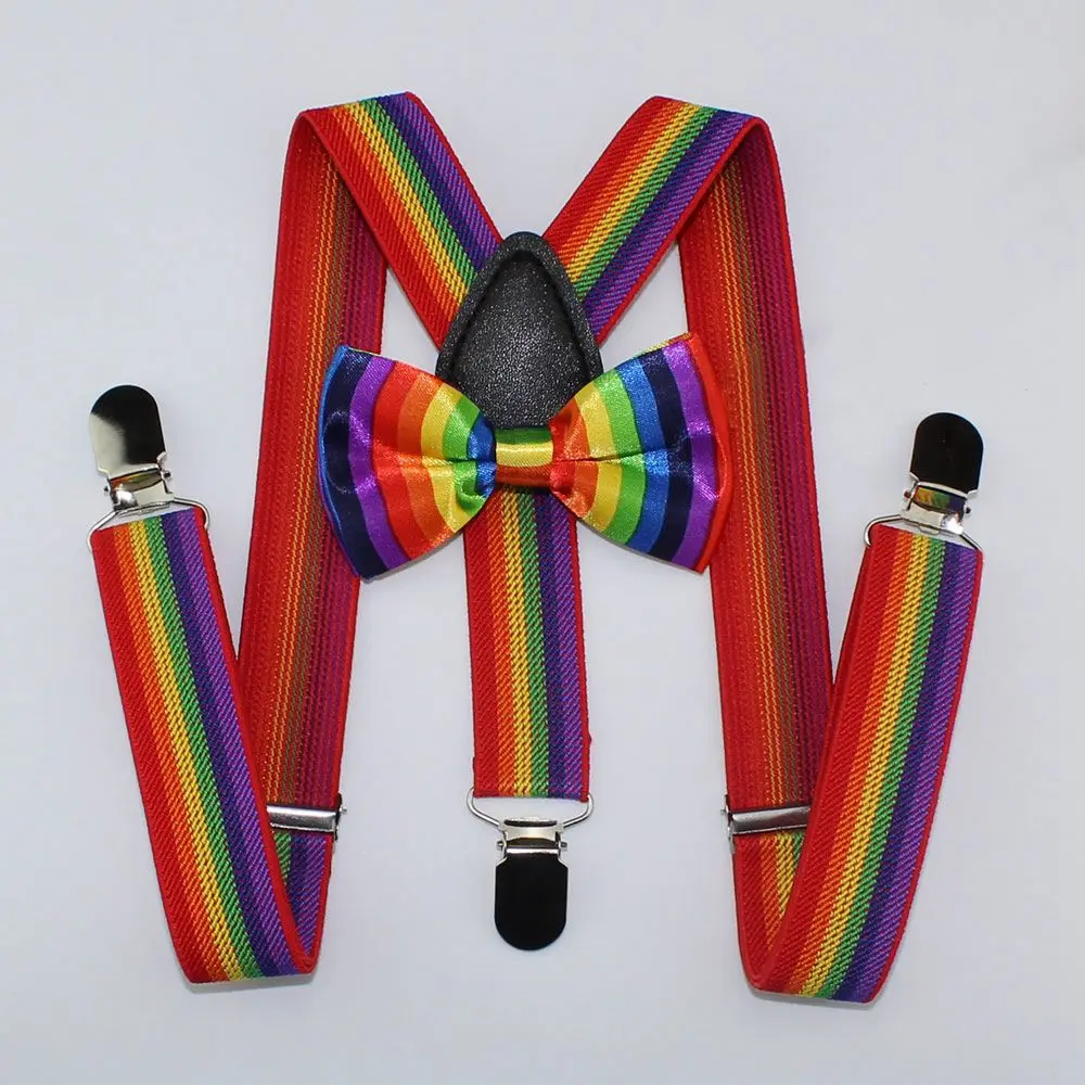 AEbone для маленьких мальчиков подтяжки галстук бабочка комплекты в полоску Радуга подтяжки для детей девочек разноцветные подтяжки Tirantes Bebe