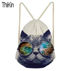 ThiKin CAT мешок Drawstring Для женщин рюкзак школьный для детей Обувь для мальчиков Обувь для девочек подростков путешествия Вышивка Крестом Пакет