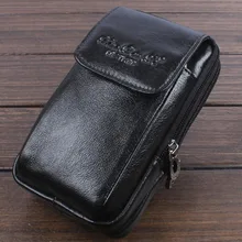 Новая мужская сумка из натуральной воловьей кожи с двойной молнией, чехол для мобильного телефона, карманная Сумка-пояс, сумка для монет