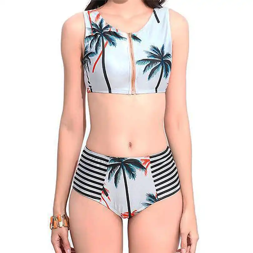 palm random print bikini set