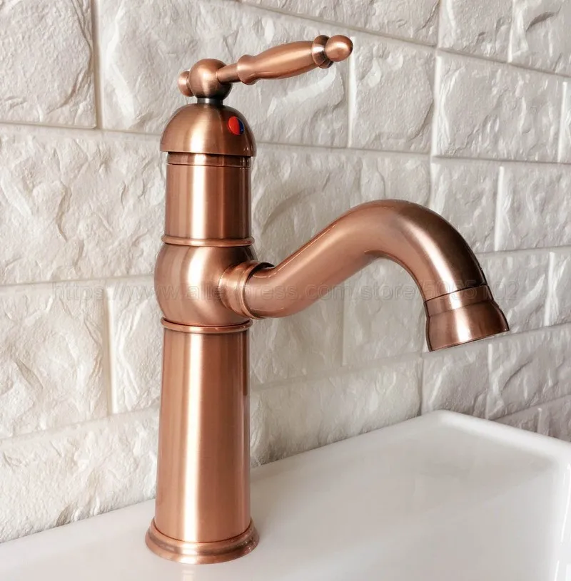 Antique Red Copper Single Handle Kitchen Tap Single Hole Handle Swivel 360 Degree Water Mixer Tap Mixer Tap znf389