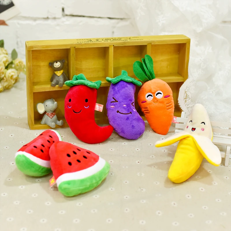 2018 New Pet Chew Squeaker Squeaky Plush Sound Fruits Vegetables