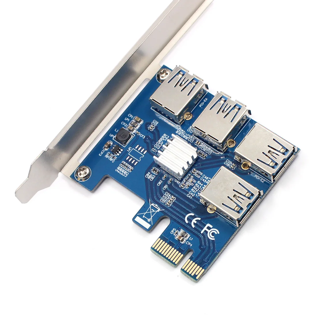 60 см PCIe 1 до 4 PCIe 16X Riser Card PCI-E 1X до 4 USB 3,0 PCI-E Riser Adapter port Multiplier Card для BTC Bitcoin Miner Mining