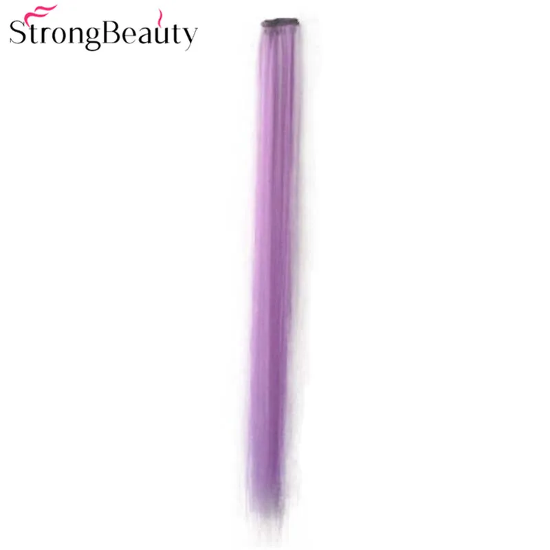 StrongBeauty Women Colorful Extension Long 50CM Synthetic Clip In Straight Hairpiece Party Highlights Punk Hair Pieces 16 Colors
