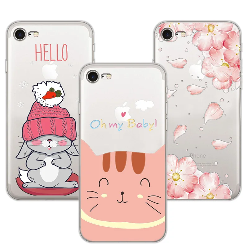 

3D Relief Lace Flowers Case Cover For Apple iPhone 7 8 Soft Silicone Cute Cat Case For iPhone 8 Coque For iPhone 8+Free Gift